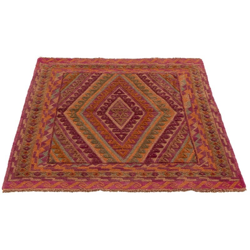 ECARPETGALLERY Hand-knotted Tajik Caucasian Purple Wool Rug - 3'11 x 3'11