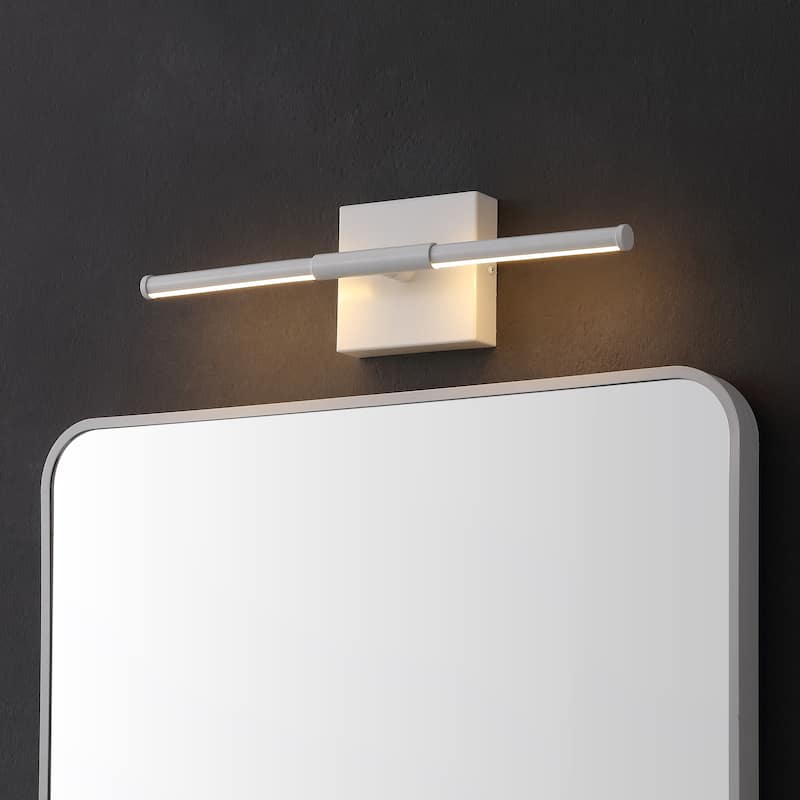 28" Dimmable Integrated LED Metal Wall Sconce, by JONATHAN Y - 16.25" - White