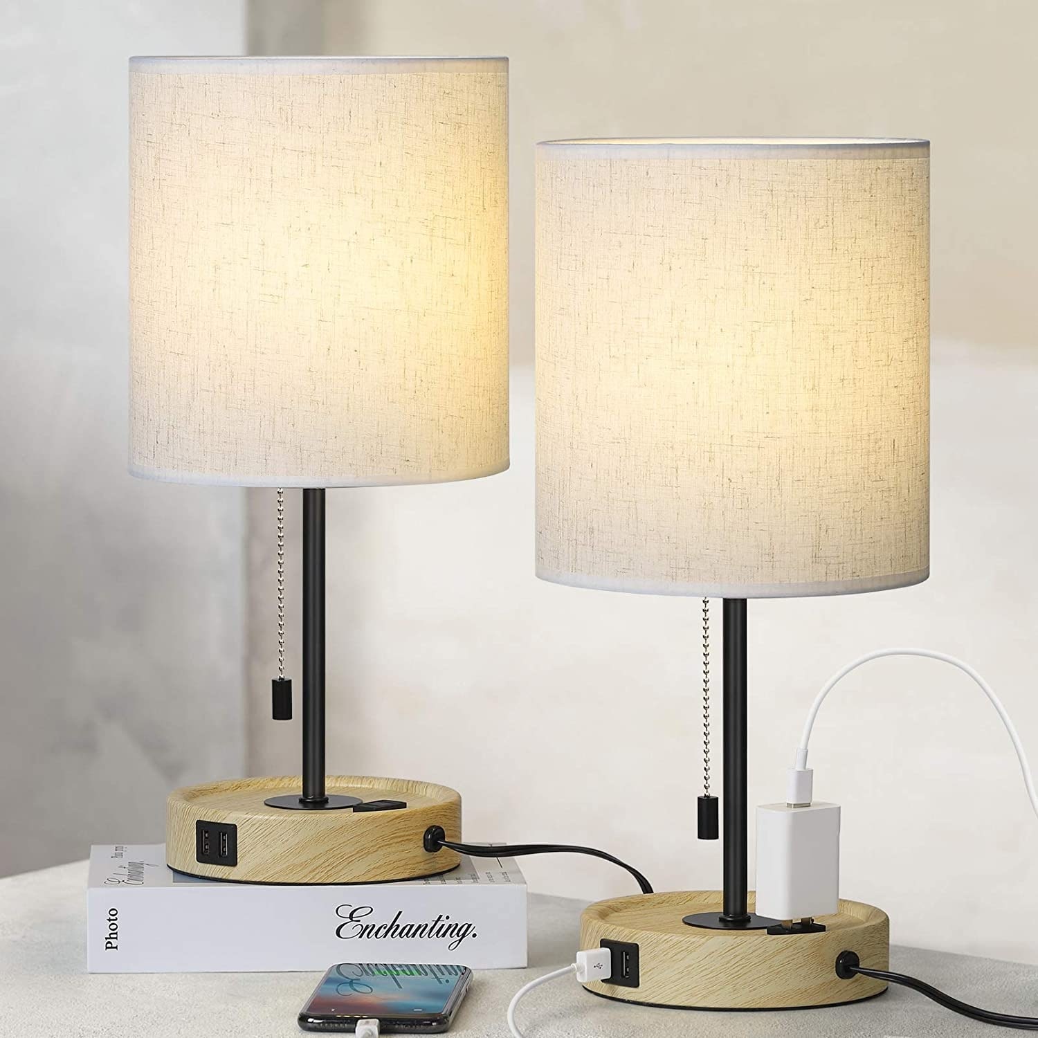 Nightstand with lamp and usb sale