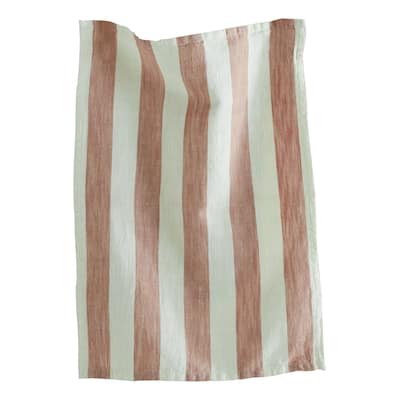 Linen & Cotton Stripe Dishtowel Blush Cotton Kitchen Towels, Machine Washable, Everyday Use, 13" x 26"