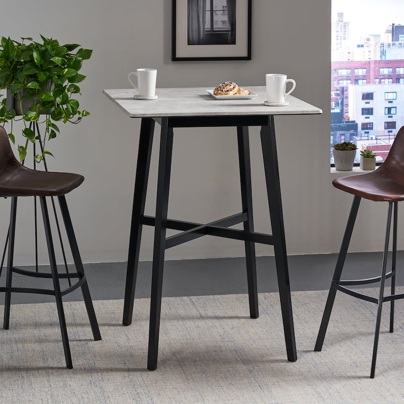 Modern Bar Height 42" Dining Table, Rubberwood Legs and Laminate Table Top - Cement Grey