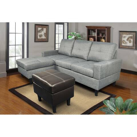 3-Piece Flexible Combination Sectional Sofa Set,Grey Microfiber(072) - 76" x 61"
