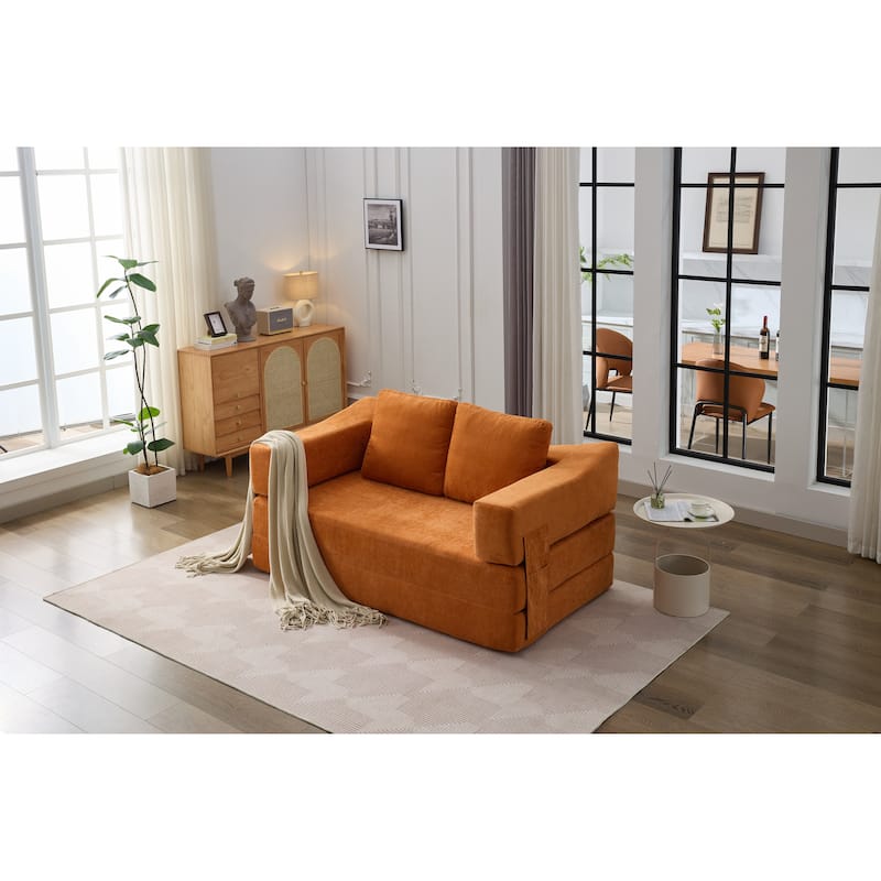 Modern Minimalist Convertible Fold-Out Sofa Bed with Removable Backrest