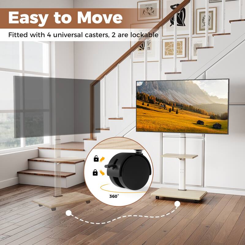 Gymax Rolling TV Stand on Wheels w/30 Degree Tilt Mount Adjustable