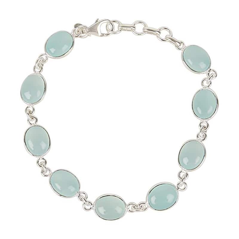 925 Sterling Silver Aqua Chalcedony Bracelet