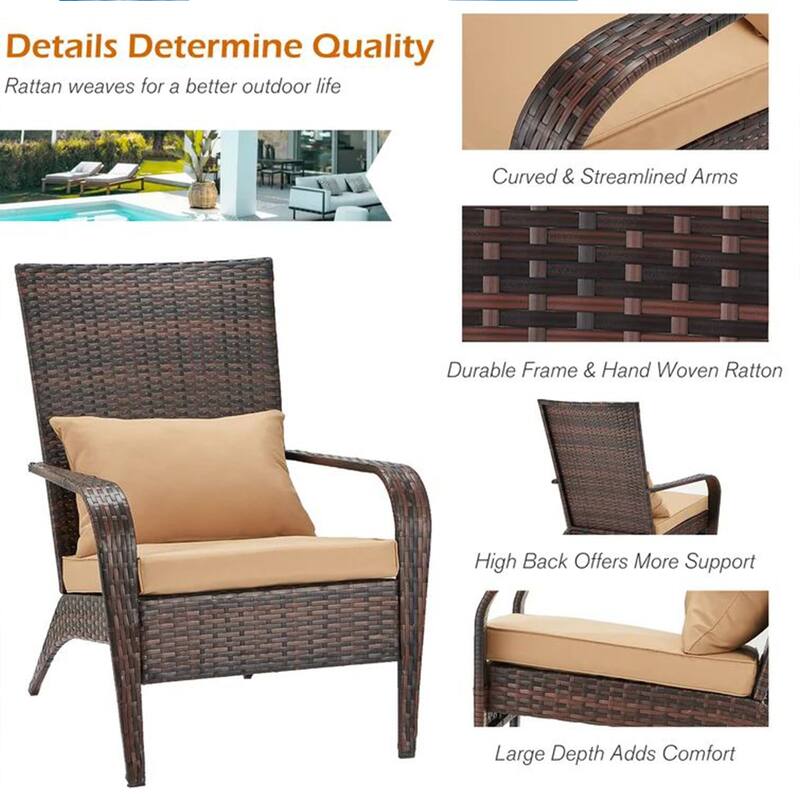 AECOJOY Patio Chairs High Back Wicker Outdoor Dining Chair(Set of 2)