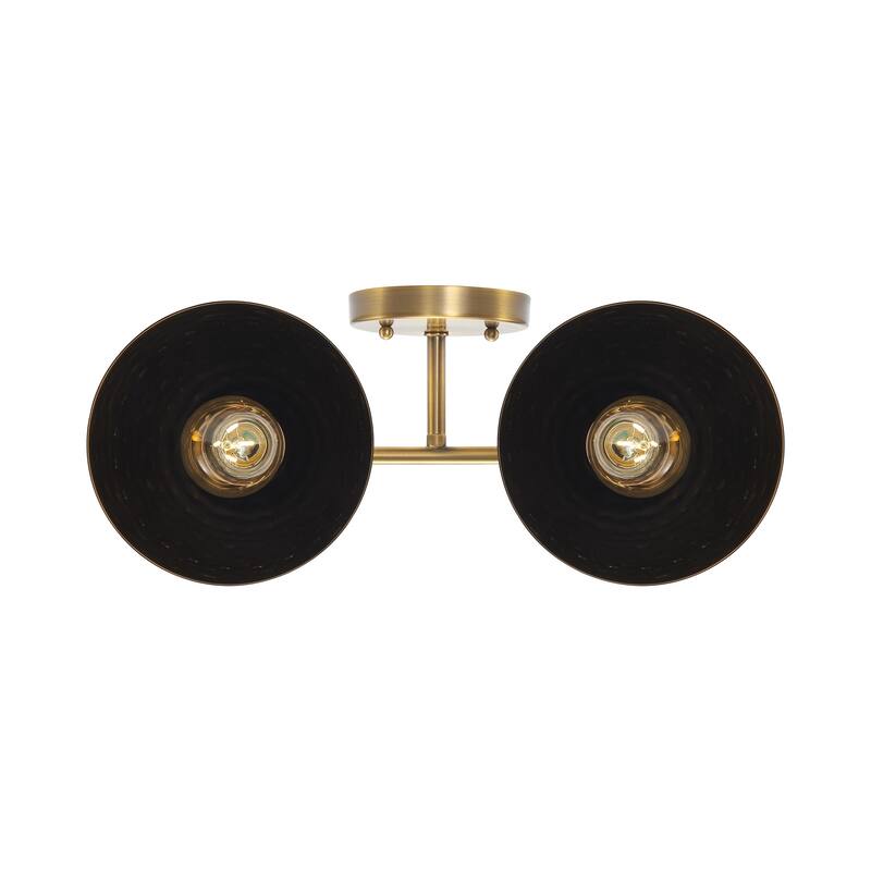 Golden Lighting Shepard 2-light Vanity in Modern Brass and Matte Black shade
