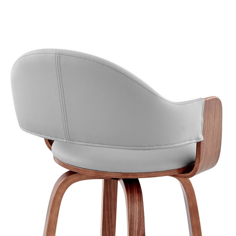 26" Rich Grey Faux Leather Walnut Wood Bar Stool - 36 x 20 x 20