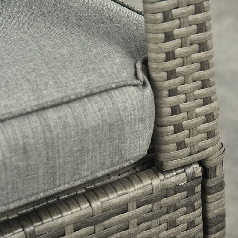 Outsunny Outdoor Rattan Rocking Chair Patio Recliner with Soft Cushions, Adjustable Footrest
