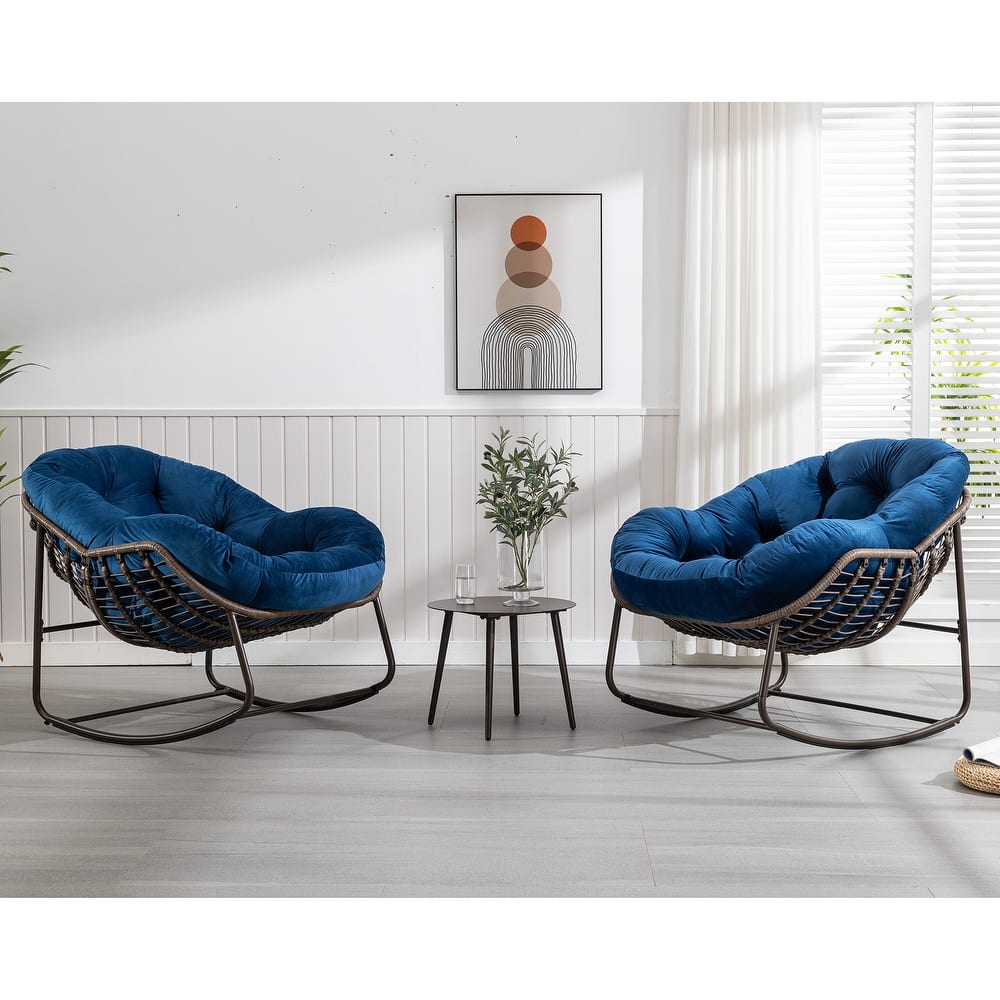 Patio Wicker Indoor & Outdoor Rocking Chair with Cushion