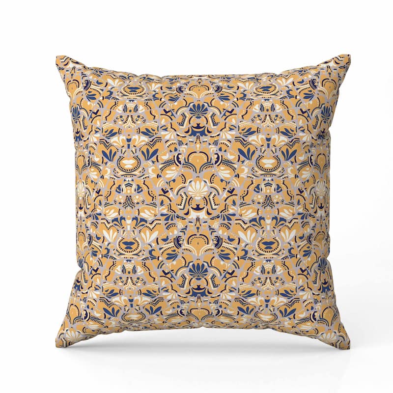 Wildflower Lagoon Indoor/Outdoor Reversible Throw Pillow Light and Orange