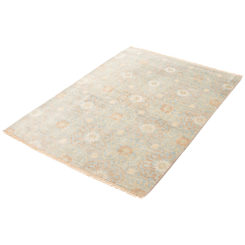 ECARPETGALLERY Hand-knotted Mystique Light Blue Wool Rug - 5'0 x 7'1