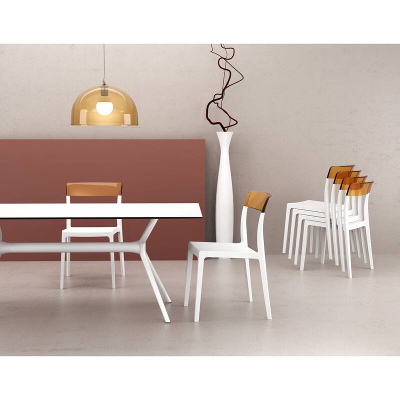 33" White and Amber Patio Dining Chair