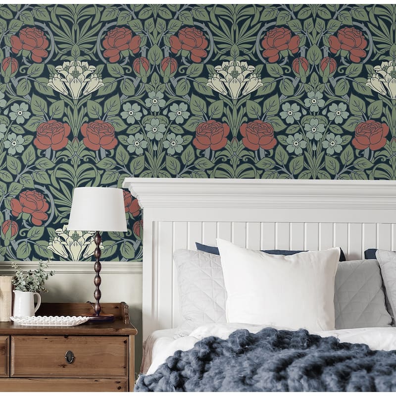 NextWall Vintage Rose Peel and Stick Wallpaper