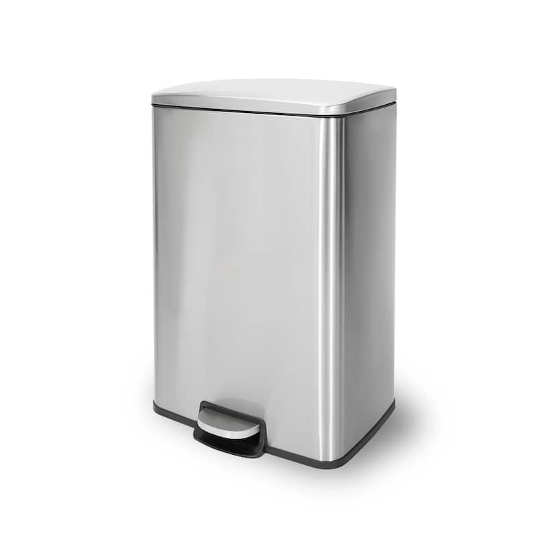Innovaze 13 Gal./50 Liter Rectangular Stainless Steel Step-on Trash Can for Kitchen - 13 Gal./50 Liter