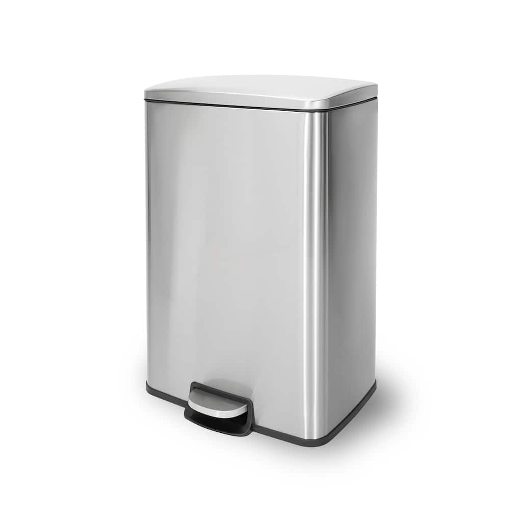 Innovaze 13 Gal./50 Liter Rectangular Stainless Steel Step-on Trash Can for Kitchen