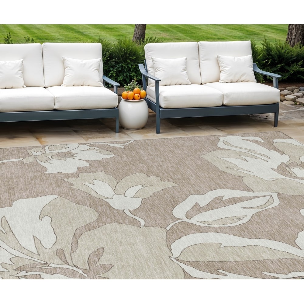 HomeRoots Floral Transitional Rectangle Outdoor Rug
