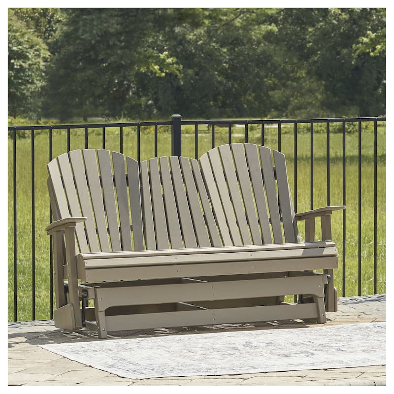 Signature Design by Ashley Hyland wave Outdoor Glider Loveseat - 67" W x 31.5" D x 41.75" H - Driftwood