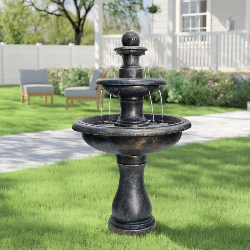 45.2"H 3-Tiers Outdoor Garden Floor Cascading Waterfall