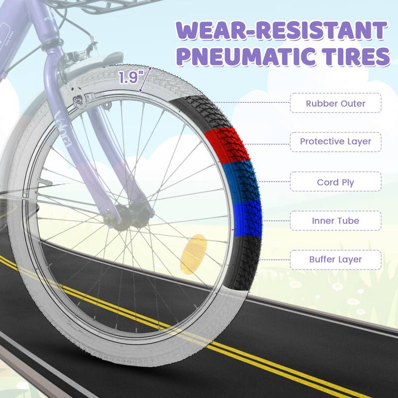 20 Inch Kids Steel Frame Bike, 7-Speed Children Bicycle with Coaster Brake, V-Brake, Chain Guard & Rear Rack for Boys & Girls