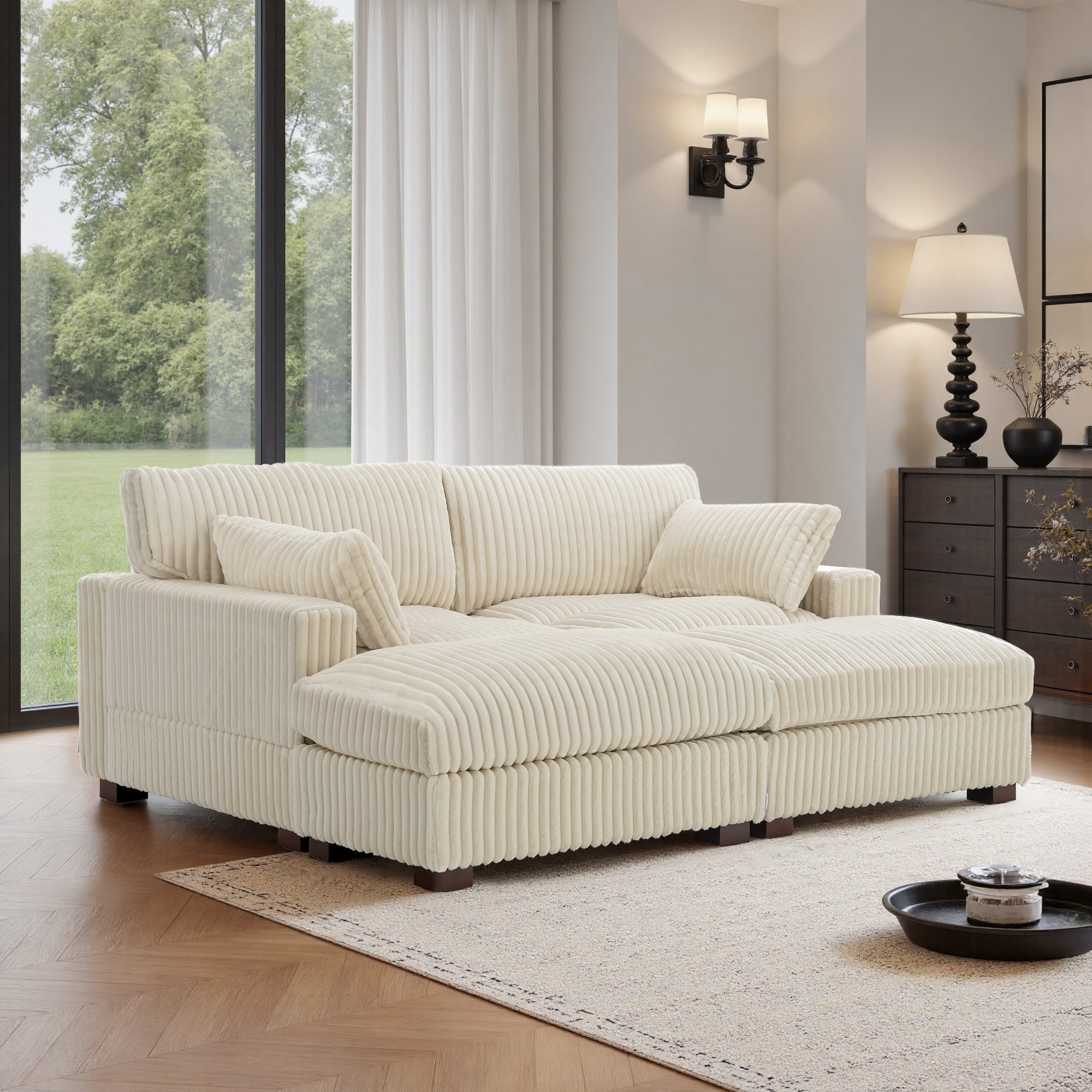 Plush Cloud Couch Modular Sectional Sofa with Ottoman