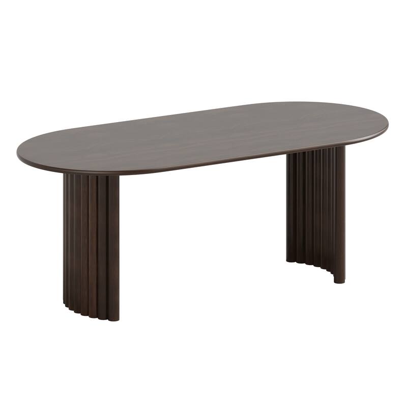 Dovelina 30"H Oval Wood Double Pedestal Dining Table Seats 6