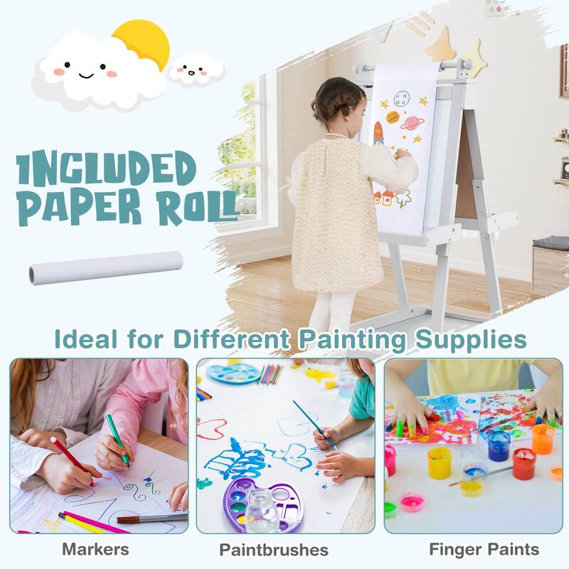 Costway Foldable Easel for Kids 3-in-1 Double-sided Art Easel with - See Details