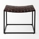 preview thumbnail 11 of 15, Clarissa Black Woven Genuine Leather Seat w/Gold Metal Frame Stool - 22.0L x 16.0W x 16.5H