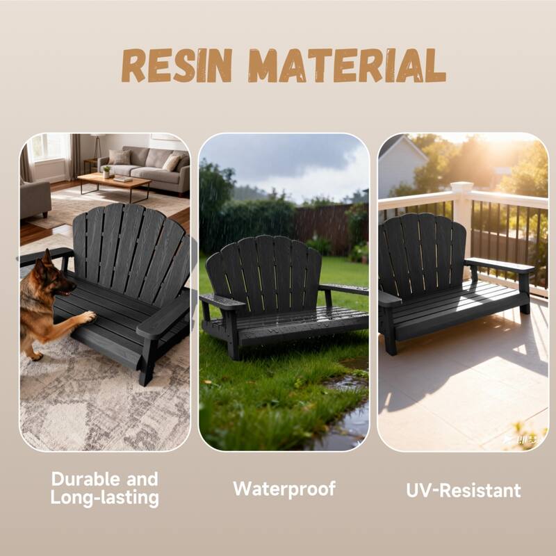 Shell Back Armchair Dog Bed for Large Breeds, Durable Wood Grain Resin Pet Bed