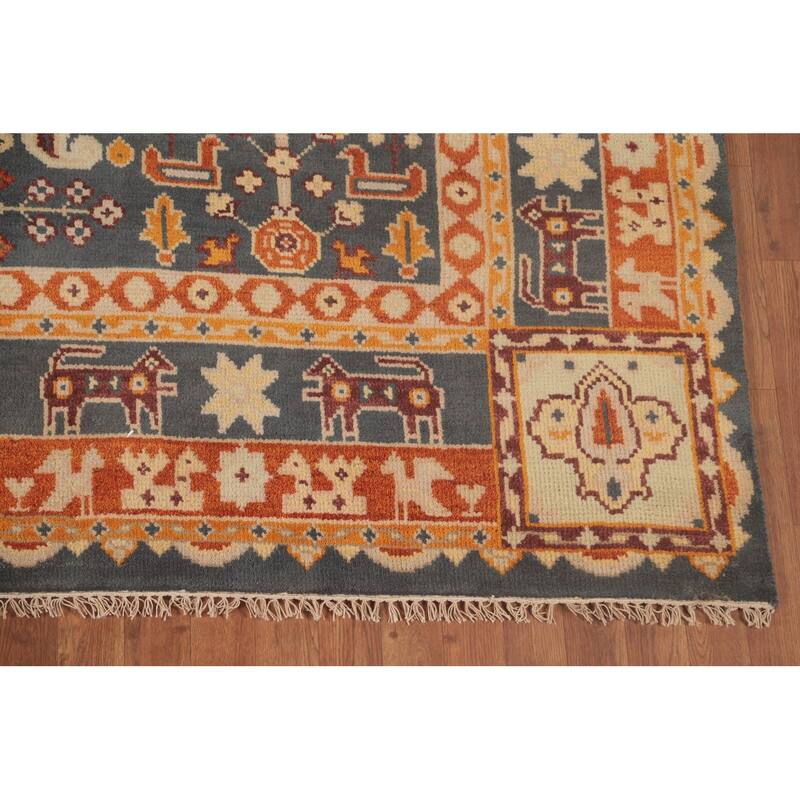 Geometric Kazak Area Rug Hand-Knotted Tribal Wool Carpet - 7'10"x 9'11"
