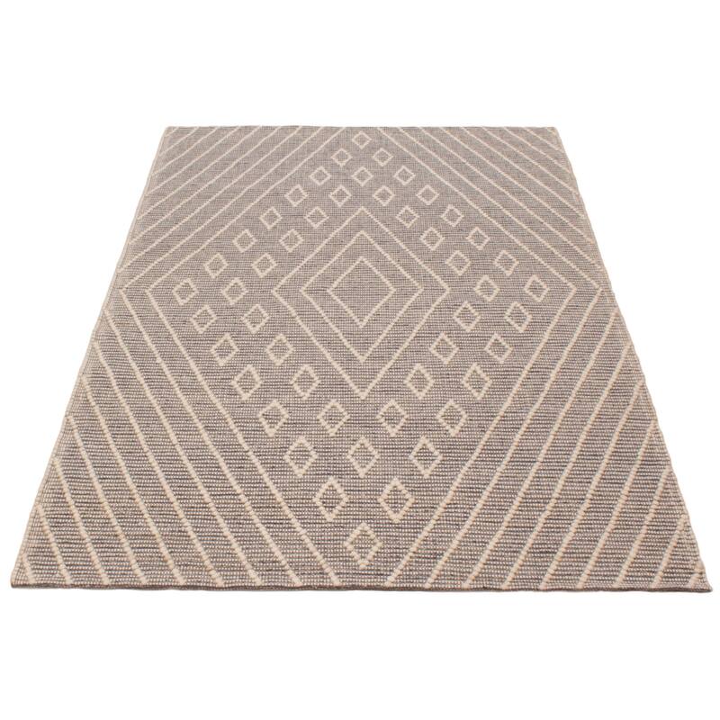 ECARPETGALLERY Braid weave Sienna Grey Wool Rug - 6'1 x 8'9