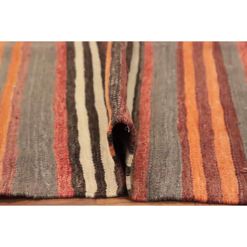 Hand Woven Oriental 100% Wool Carpet Southwestern Geometric Multi-Colored Kilim Area Rug - 10' 4'' X 5' 2''