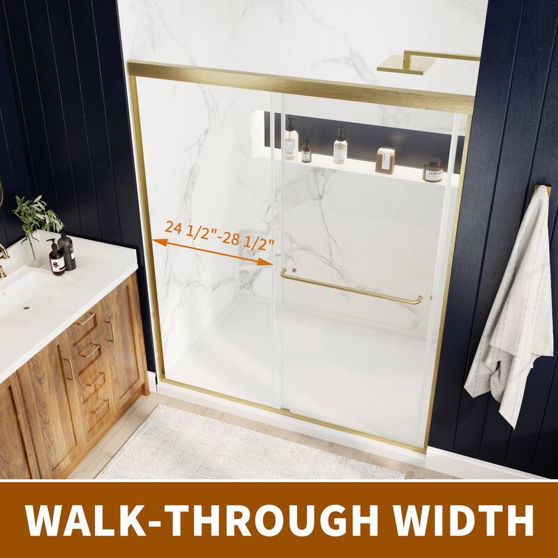 Modland 56-60"x70'' Adjustable Double Sliding Shower Door, 1/4" ANSI Glass with Nano Coating, Framed Bypass Enclosure