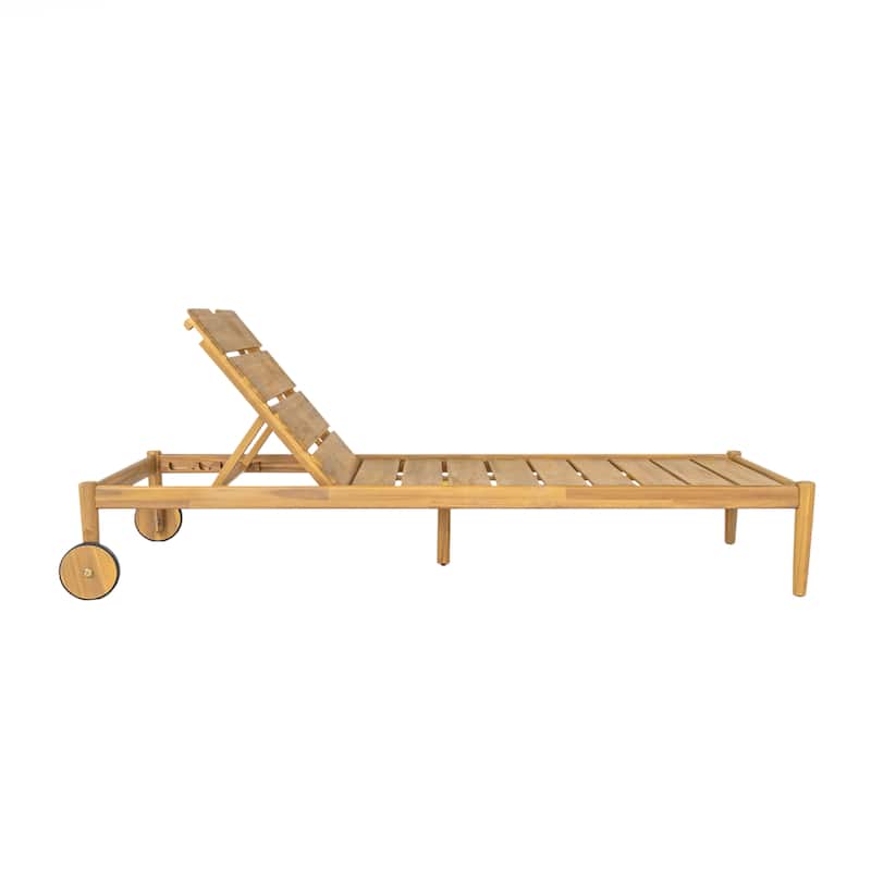 Outdoor Chaise Lounge with Wheels Set of 2