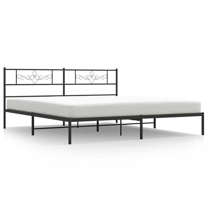 vidaXL 12 Inches Black California King Metal Bed Frame No Mattress - 86.2" x 73.6" x 35.4"