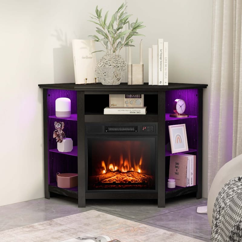 Costway Fireplace TV Stand with Led Lights & 18'' Electric Fireplace - See Details