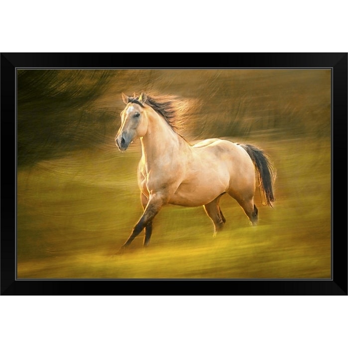 Running Horse Black Framed Print Overstock