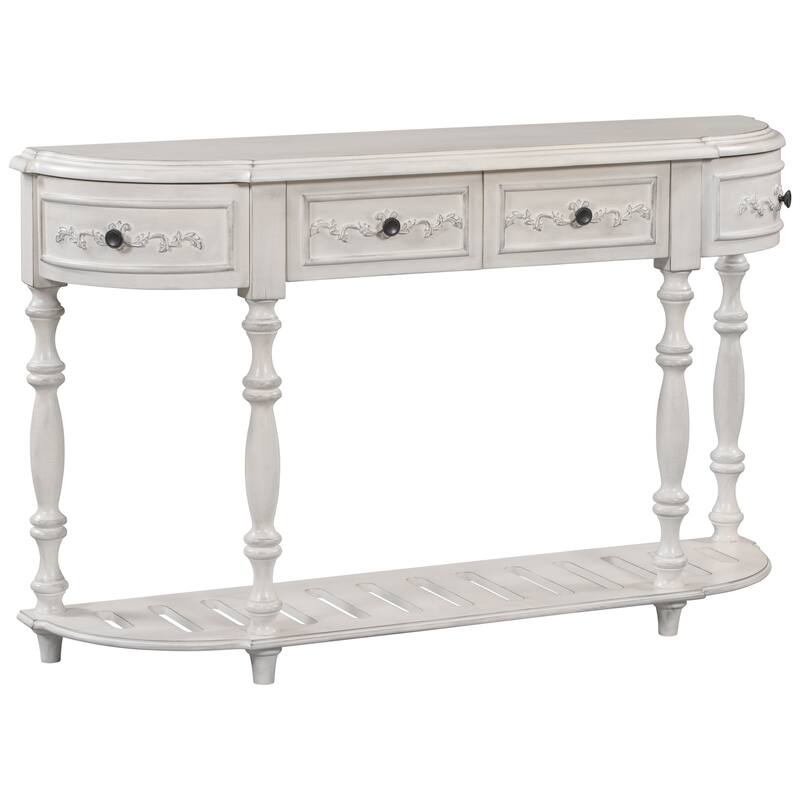 Williamspace Antique Console Sofa Table with 4 Drawer - White