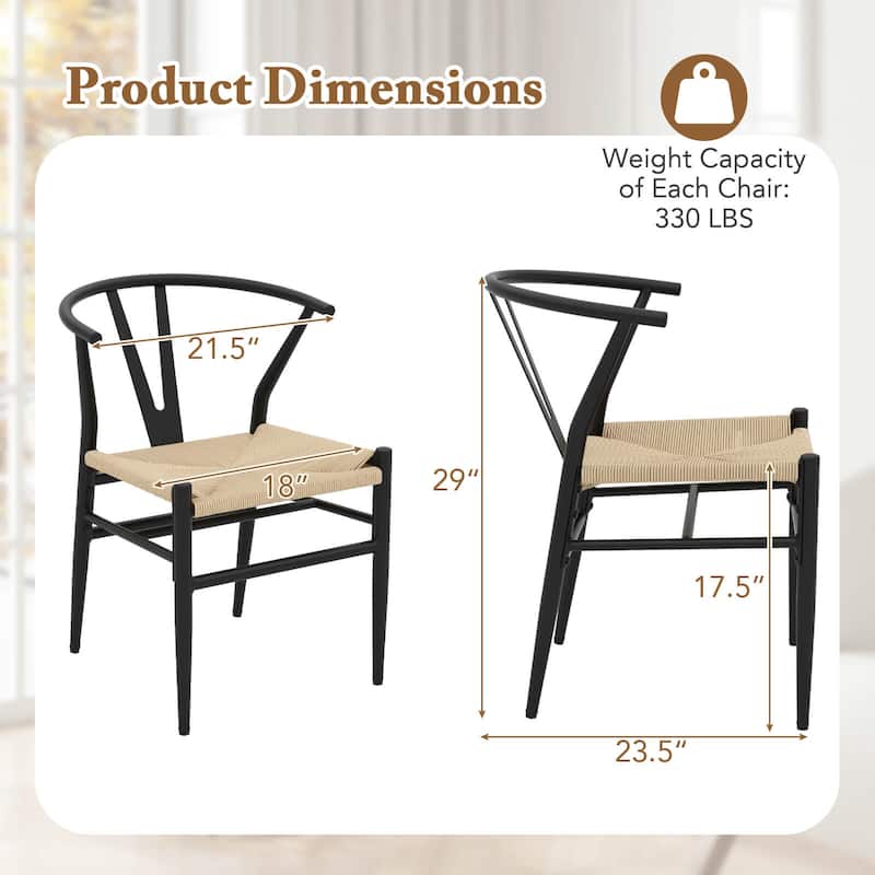Costway Modern Dining Chair Set of 2/4 Weave Kitchen Armchairs with - See Details