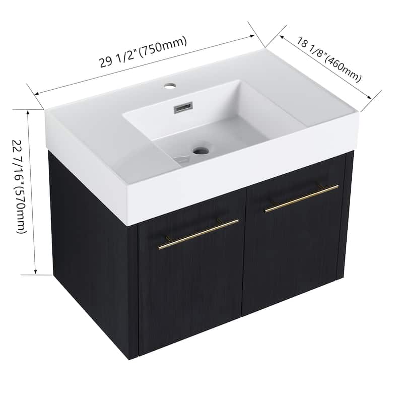 Topcraft Wall-Mounted Bathroom Vanity With Sink
