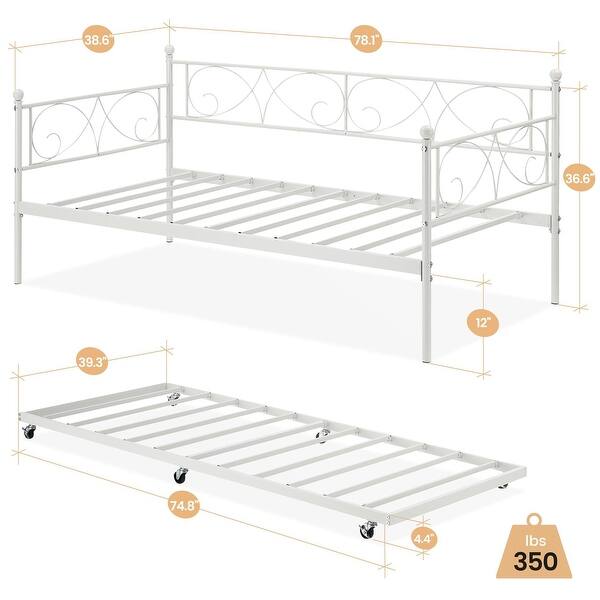 dimension image slide 2 of 4, Twin Metal Daybed Frame