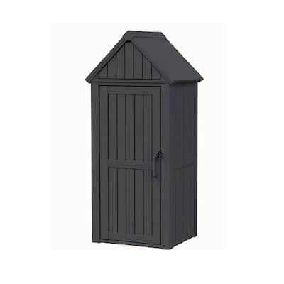 Momei Compact Outdoor Storage Shed with Removable Shelf - Tool Shed for Garden and Patio - 28" W x 21" D