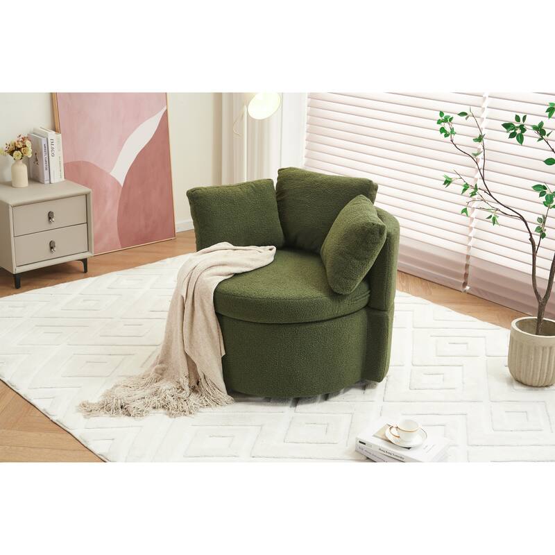 31.5" Swivel Barrel Chair with Storage