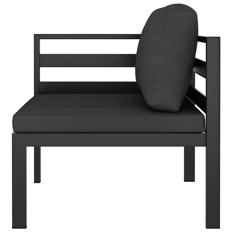 Shina 5pc Outdoor Modular Sofa Set with Table, Gray Metal, Polyester