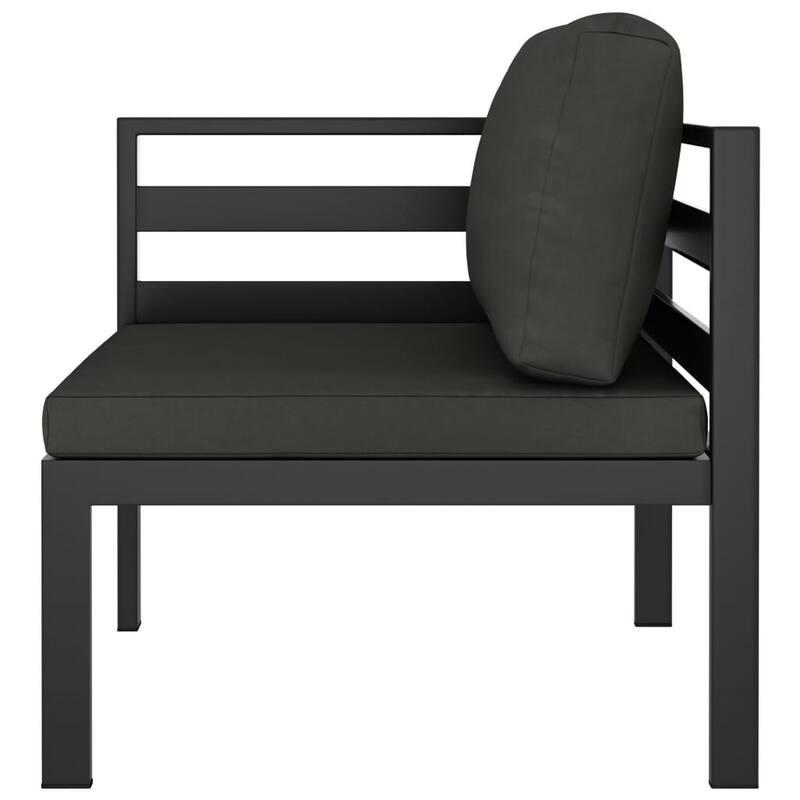 Shina 6pc Outdoor Modular Sofa and Table Set, Black, Gray Cushions