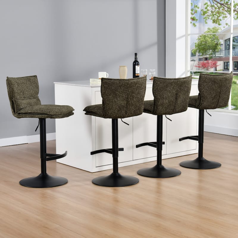 Swivel Adjustable Height with Armless Bar Stools - Set of 4 - Green