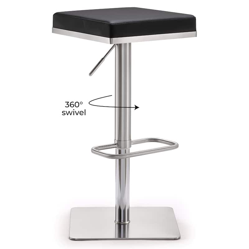 Strick & Bolton Fulla Stainless Steel Eco-leather Square Barstool