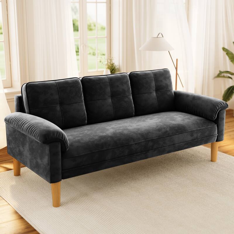 3-Seater Modern Upholstered Sofa, Convertible Sofa, Sofa Bed with Sturdy Wooden Legs for Living Room