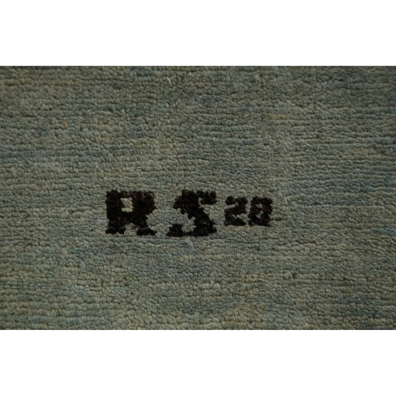 Green & Blue Gabbeh Modern Rug Handmade Wool Carpet - 4'1" x 5'11"