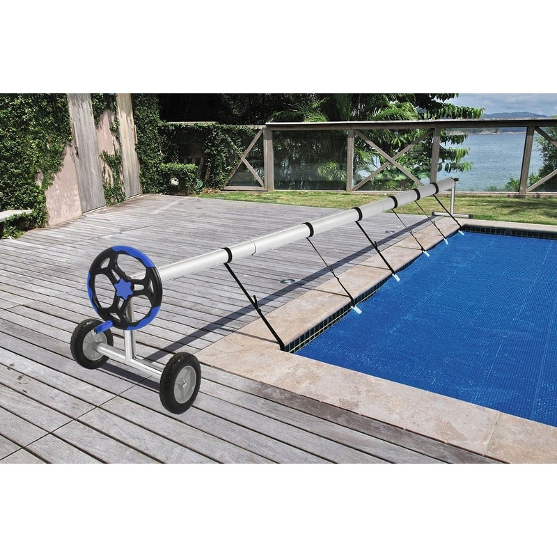 18 Ft Aluminum Inground Solar Cover Swimming Pool Cover Reel Blue - 18 FT